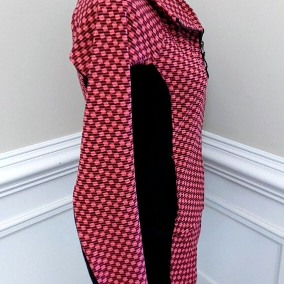 LULULEMON Athletic Fitted JACKET SIZE 4 Black Pink Check Gingham Women's Zip Run - Picture 2 of 5